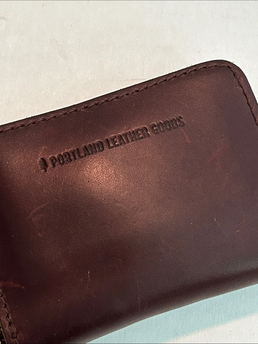 Portland Leather Goods small brown zip around accordion wallet